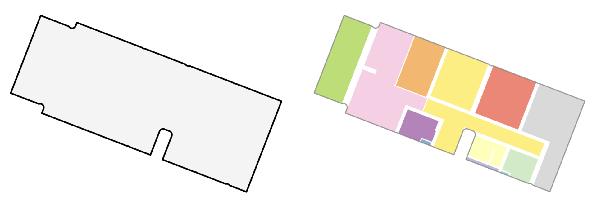 Apartment outline as input, fully labeled floor plan as output
